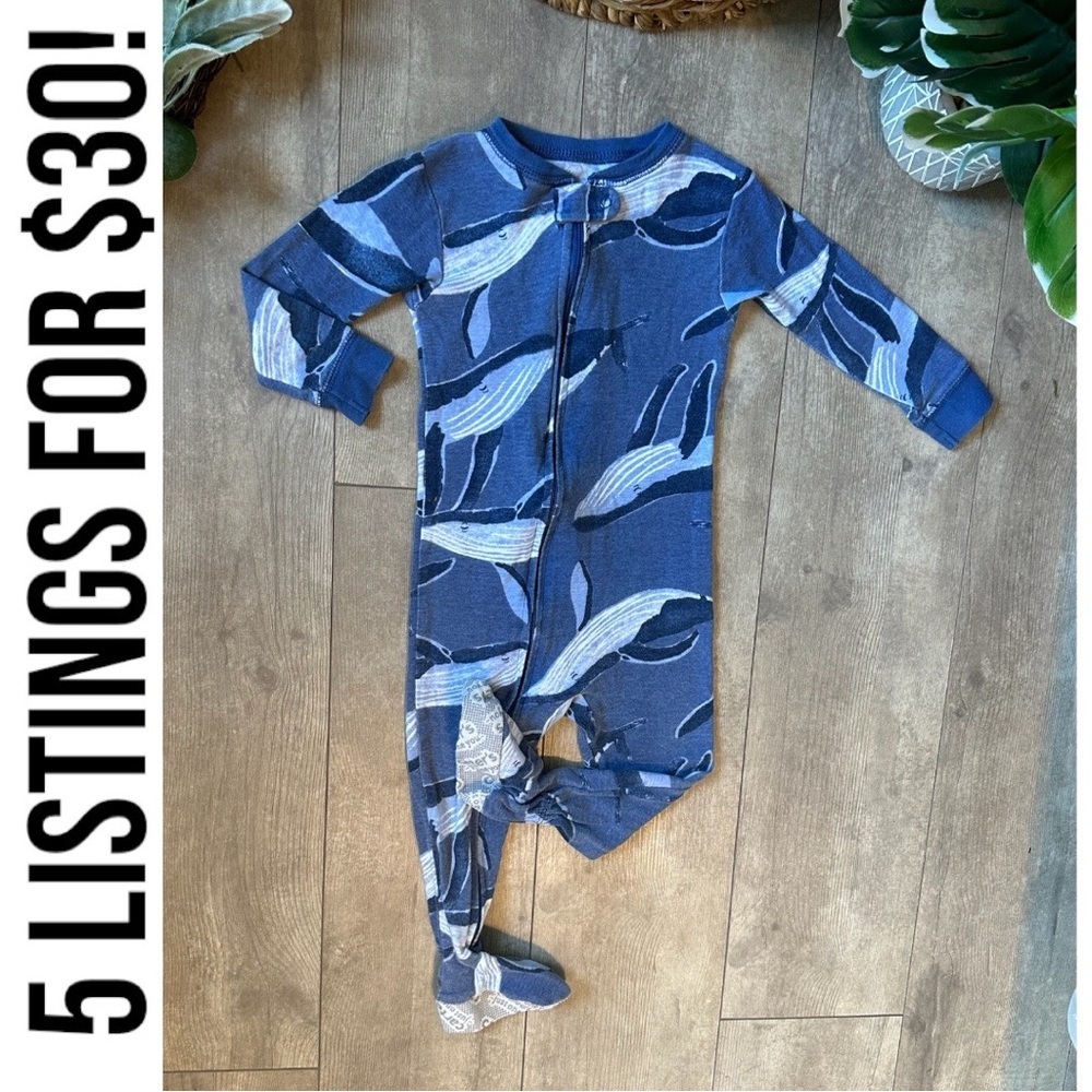 Carter’s Blue Whale Patterned Baby Boy Footies Zip One Piece Sleep & Play